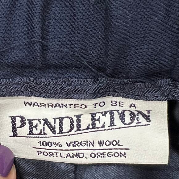 Vintage Pendleton Pants Women 12 Blue Virgin Wool High Rise Trouser Timeless USA - Picture 10 of 14
